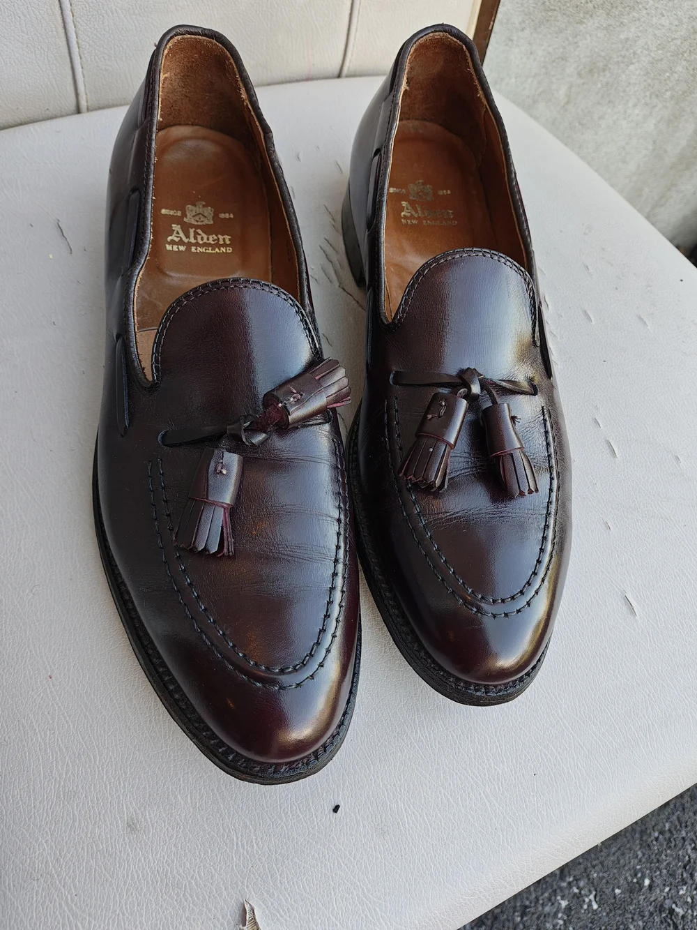 Alden Men’s Burgundy Tassel Loafers 10AAA